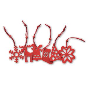 6 décoration en feutre - ROUGE