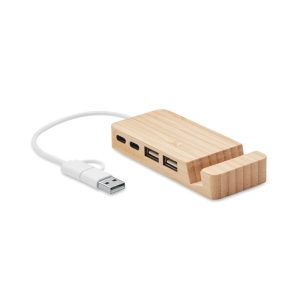 Hub USB 4 ports en bambou - HUBSTAND