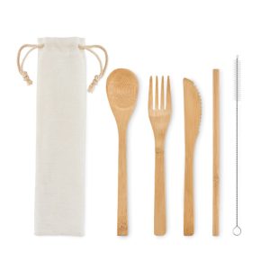 Couverts en bambou avec paille - SETSTRAW